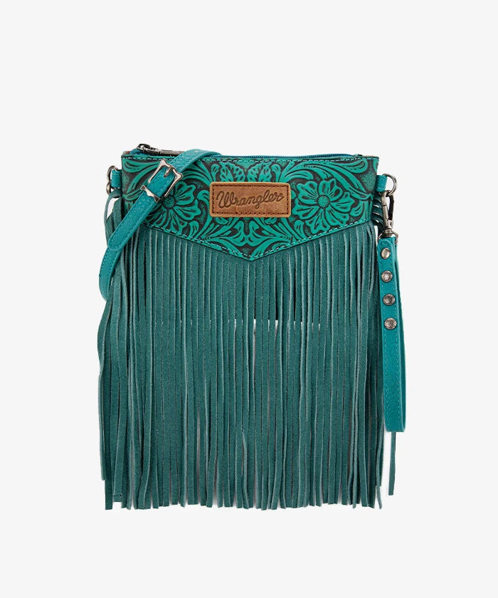 Wrangler Vintage Floral Western Fringe Crossbody Bag