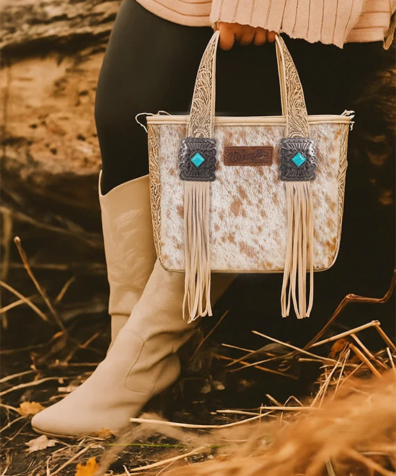 Wrangler Cowhide Fringe Concealed Carry Purse